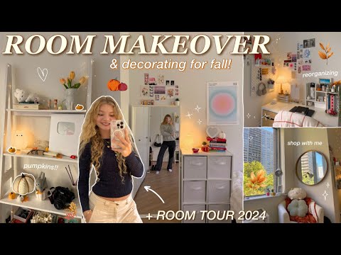 ROOM MAKEOVER & DECORATE WITH ME FOR FALL 2024 ✨pinterest inspired bedroom makeover in new york city