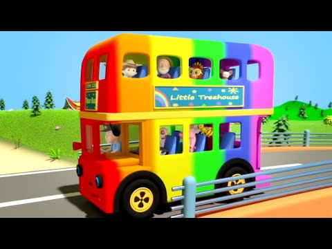 Rainbow Wheels On The Bus, Nursery Rhymes and Vehicle Songs for Kids