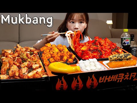 🍗순살양념구이킨,통마늘소금구이,닭똥집튀김,치밥,우동사리 먹방🍜 바베큐 치킨의 끝판대장 등장?! 😋 BBQ CHICKEN MUKBANG ASMR EATINGSHOW REALSOUND