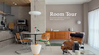 【ルームツアー】ミッドセンチュリーモダン×北欧ヴィンテージのおしゃれな部屋づくり｜ワンルーム風｜一人暮らし・40代｜インテリア・中古マンション フルリノベーション 部屋紹介  room tour