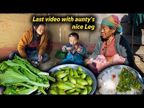 Last video with aunty's nice legs || Mustard (RAYO) & Caigua (BARELA) mix recipe with rice eating