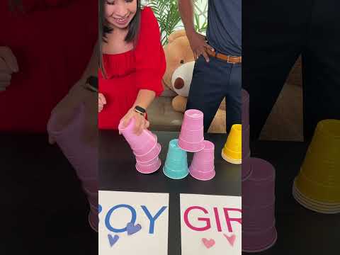 What a fun game using cups at the gender-reveal party! #Shorts