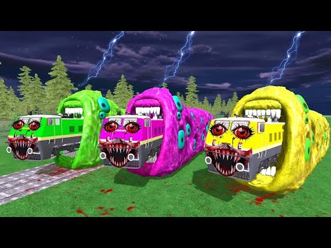 Colourful Eater Monster Attacked Colorful Haunted Train || Indian Bikes Driving 3d😲