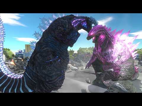 Blue Supercharged Shin Godzilla VS. Evolved Godzilla - Animal Revolt Battle Simulator