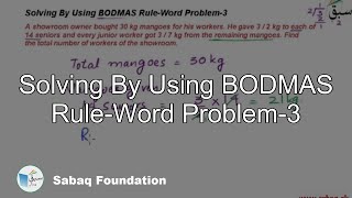 Solving By Using BODMAS Rule-Word Problem-3