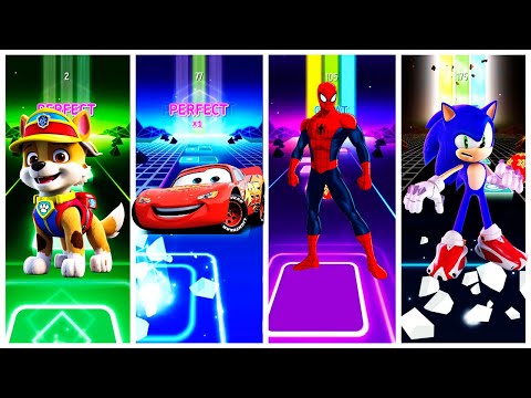 Paw Patrol Movies vs McQueen vs Spider Man vs Sonic the Hedgehog 3 Tiles Hop