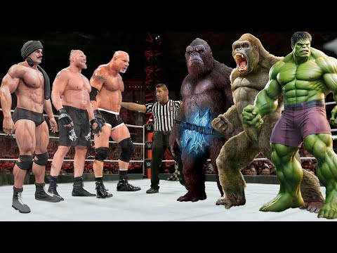 Brock Lesnar Dara Singh Goldberg vs Kong King Kong Hulk Match