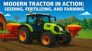 Modern Tractor in Action: Seeding, Fertilizing, and Preparing for a Bountiful Harvest on the Farm