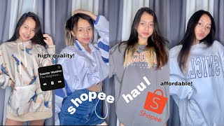 SHOPEE HAUL: affordable oversized hoodie & sweatshirt, long sleeves & tops! ❤️ (mall quality)