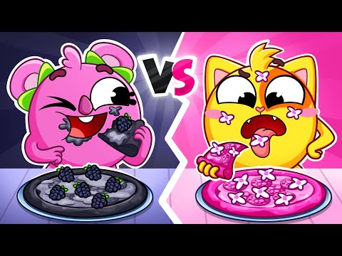 🍕 Pizza Challenge! 💖 Pink VS 🖤 Black Pizza Song | Kids Songs 🐱🐨🐰🦁 And Nursery Rhymes by Baby Zoo