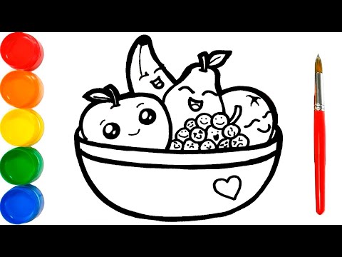 Como Dibujar y Colorear Frutas Kawaii - Dibujos Para Niños / FunKeep