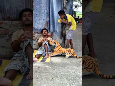 Sleeping Grandpa vs. Fake Tiger – FUNNIEST Prank Ever! Part-04 #shorts