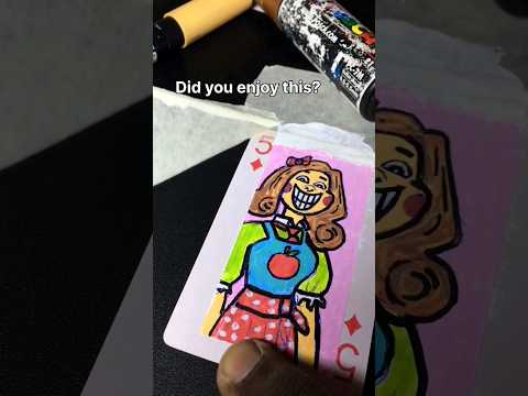 Drawing Miss Delight But on a card 🃏 With Posca Markers! #shorts #poppyplaytime