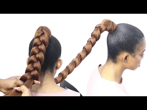Wow😱 10mins Quick And Simple Sleek Ponytail For Short Natural Hair Using Braid Extension