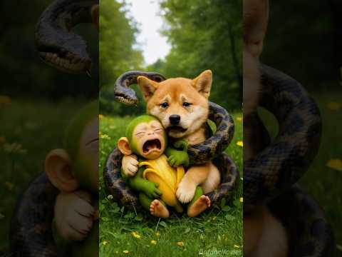 Dog rescued Bananiniโs baby who was attacked by snake#rescue#brainrot #story #tungtungtungsahur #fyp