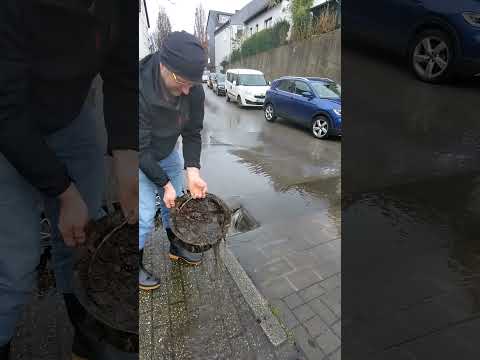 S#055-2  Unclogging a storm drain after rain in Germany, #shorts