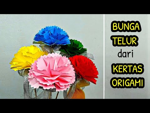 Membuat Bunga Telur dari Kertas Origami _ Bunga dari Kertas Origami