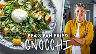 Pea & Pan Fried Gnocchi with Burrata 🌿