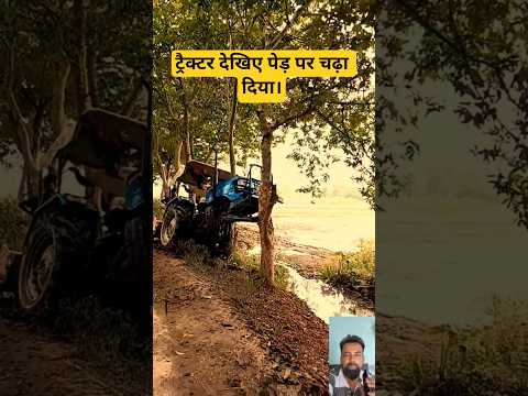 ट्रैक्टर देखिए पेड़ पर चढ़ा दिया। ##shorts