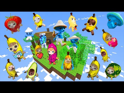 🌤 BANANA CAT SMURF CAT MEME NEXTBOTS SPARTAN KICKING | SKY MINECRAFT in Garry's Mod!