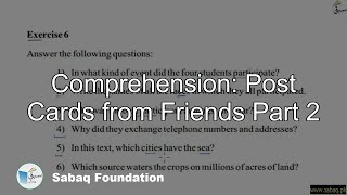 Comprehension: Post Cards from Friends Part 2