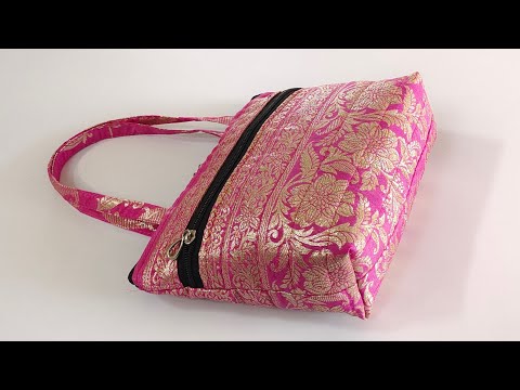 सबसे आसान तरीका || diy zipper handbag cutting and stitching at home/ bag making at home/ shoppingbag