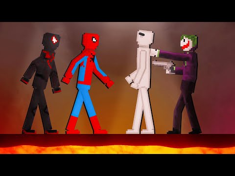 Spider-Man and Miles Morales vs Joker on Lava in People Playground