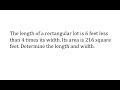 Quadratic Equations and Rectangular Dimensions