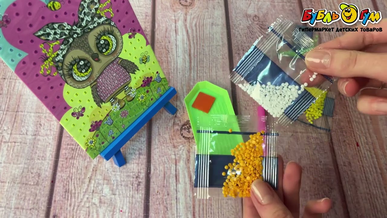 Мозаика алмазная МультиАрт Совенок 10х15см - видео