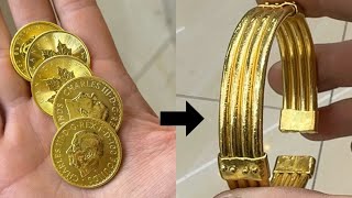 Making a 24k Gold Bracelet Cuff from Gold Coins - How it’s Made - Jewelery Making - 4K Video