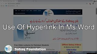 Use Of Hyperlink In Ms Word