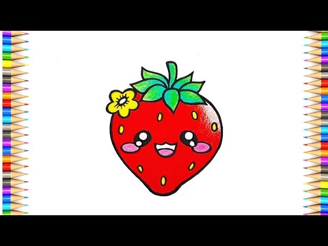 Strawberry Drawing || How to Draw Cute Strawberry Fruit Step by Step || Strawberry Fruit Drawing...
