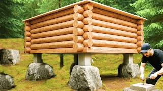 Man Built a LOG CABIN on MASSIVE STONES | Start to Finish by ‪@КарельскийДилетант‬