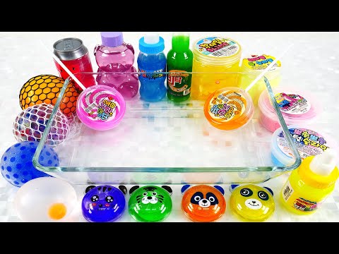 Satisfying Video How to make Rainbow Store Bought Slime Mixing All My Slime Smoothie Cutting ASMR