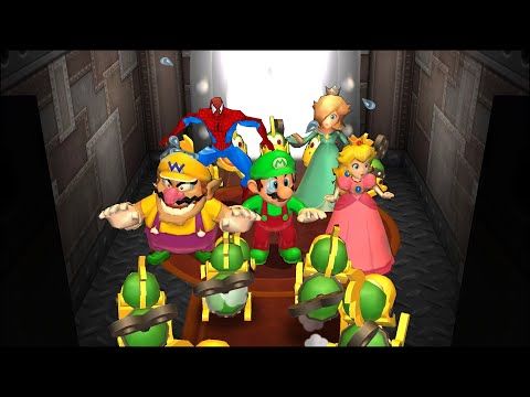 Mario Party 9 MiniGames - Rosalina Vs Mario Vs Spider Man Vs Peach (Master Difficulty)