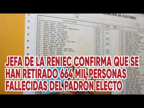 Jefa de la RENIEC confirma que se han retirado 664 mil personas fallecidas del padrón electo