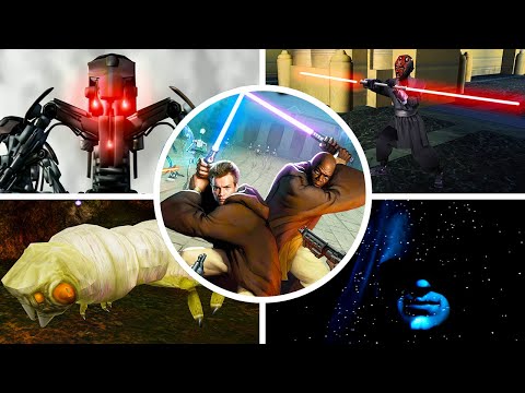 Star Wars Episode 1: Jedi Power Battles - All Bosses & Ending (Coop)