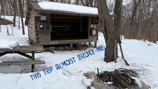 Snowshoeing hammock camp at the Morgan Stewart shelter on the Appalachian Trail 