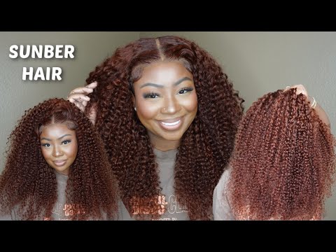 OMG!!!LESS WORK, SAME LOOK!| REDDISH BROWN CURLY PRE-EVERYTHING WIG INSTALL | SUNBER HAIR