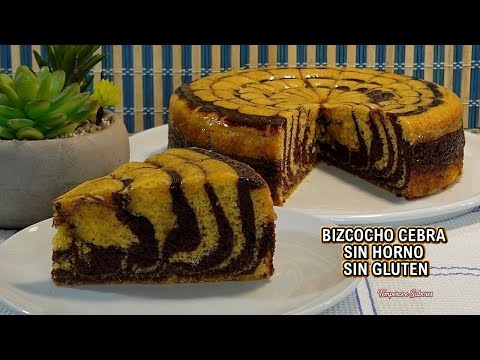 BIZCOCHO CEBRA O ZEBRA SIN HORNO SIN GLUTEN CON HARINA DE ARROZ FÁCIL DELICIOSO Y LINDO