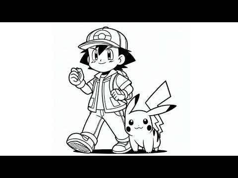 Ash Ketchum Dan pikachu, Menggambar Melukis Belajar Menggambar Untuk Anak Tk Sd dan Balita