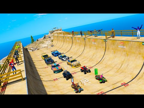 Legendary Ramp Spiderman and Hulk Super heroes Challenge Cars ! Супер Рампа с Супер Героями !