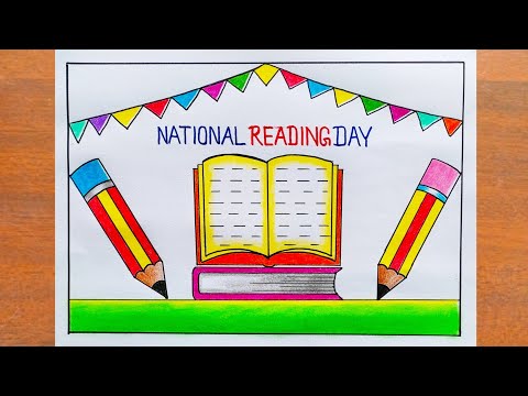 Reading Day Drawing / National Reading Day Poster Drawing Easy Steps / Vayana Dinam Poster Drawing