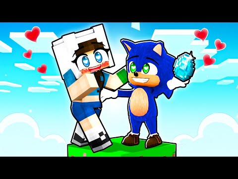 TEK BLOKTA KIZ OLDUM VE BEBEK SONİC BANA BEDAVA EŞYALAR VERDİ! 😨 Minecraft