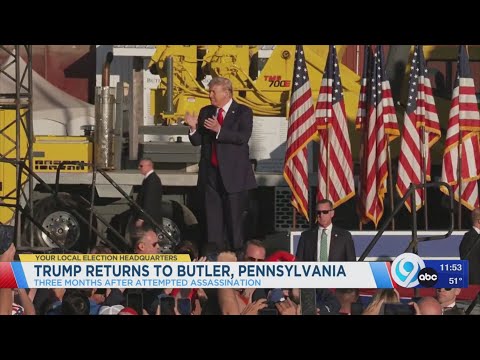 Donald Trump returns to Butler, PA three months after assassination attempt
