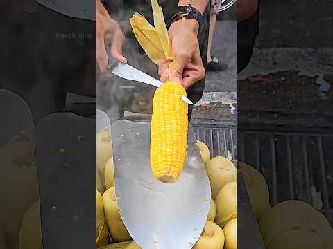 Ripe corn fruit cutting skills