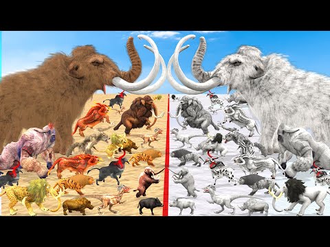 Animal Epic Battle Prehistoric Mammals vs Albino (White) Itself Size Animal Revolt Battle Simulator