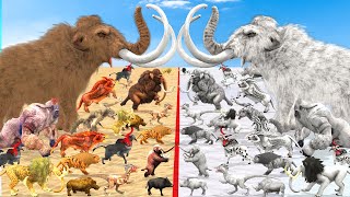 Animal Epic Battle Prehistoric Mammals vs Albino (White) Itself Size Animal Revolt Battle Simulator