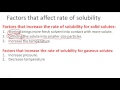 Factors Affecting Solubility Rates