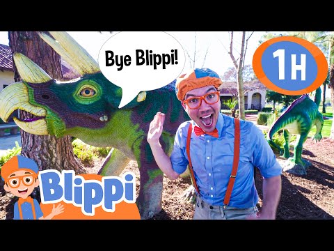 Blippi's Dinosaur Day | Blippi | 🚌Wheels on the BUS Songs! | 🚌Nursery Rhymes for Kids